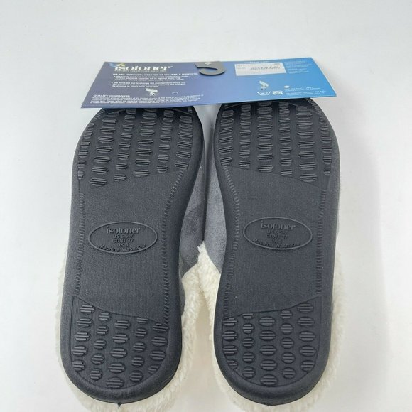 Isotoner Microsuede Heidi Hoodback Comfort Slippers Ash Gray Size S 6.5 to 7 NWT - Picture 8 of 11